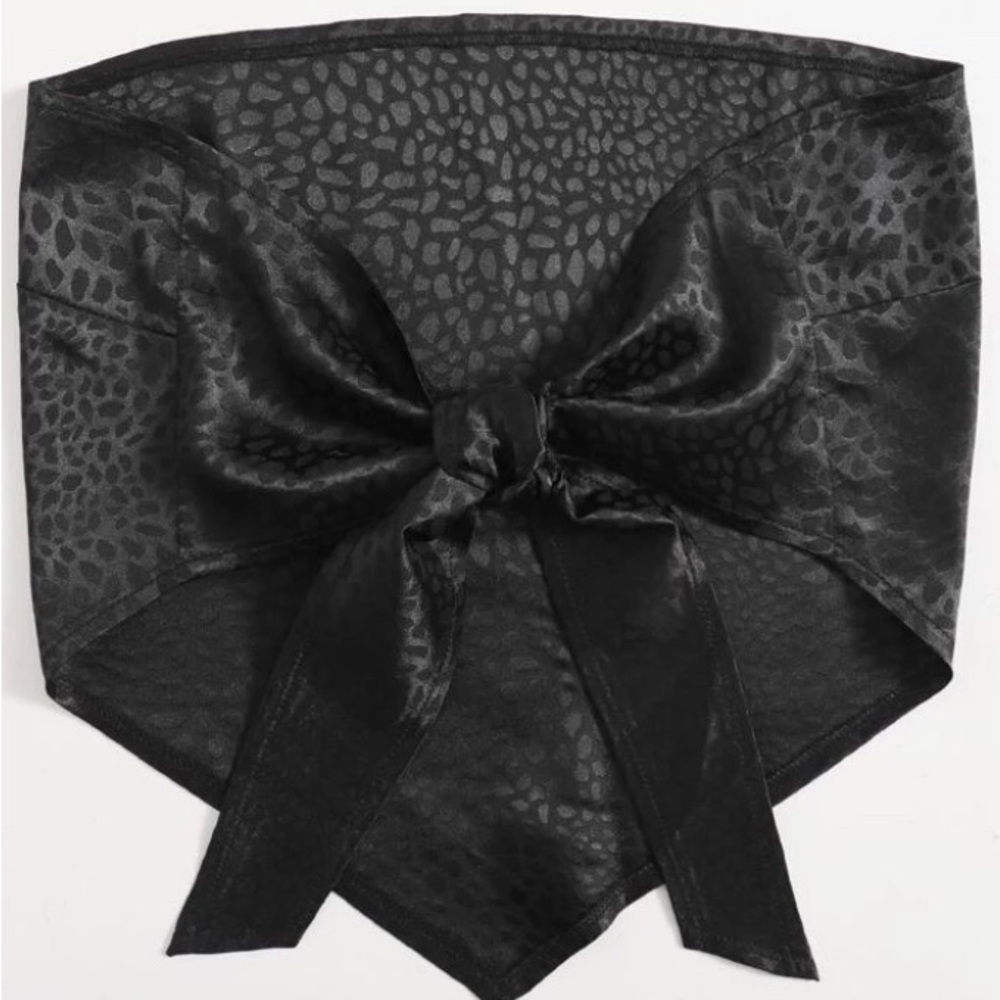 Satin Allover Print Tie Back Bandana Tube Top